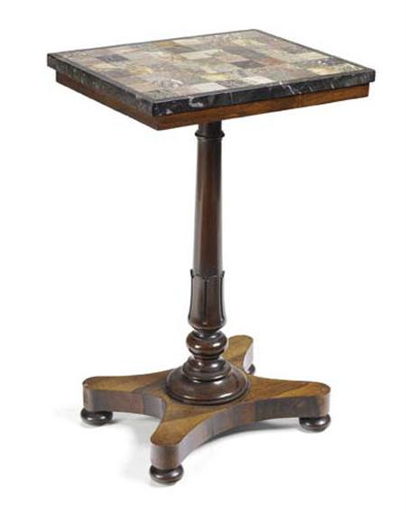 Appraisal: A William IV rosewood and marble top occasional table the