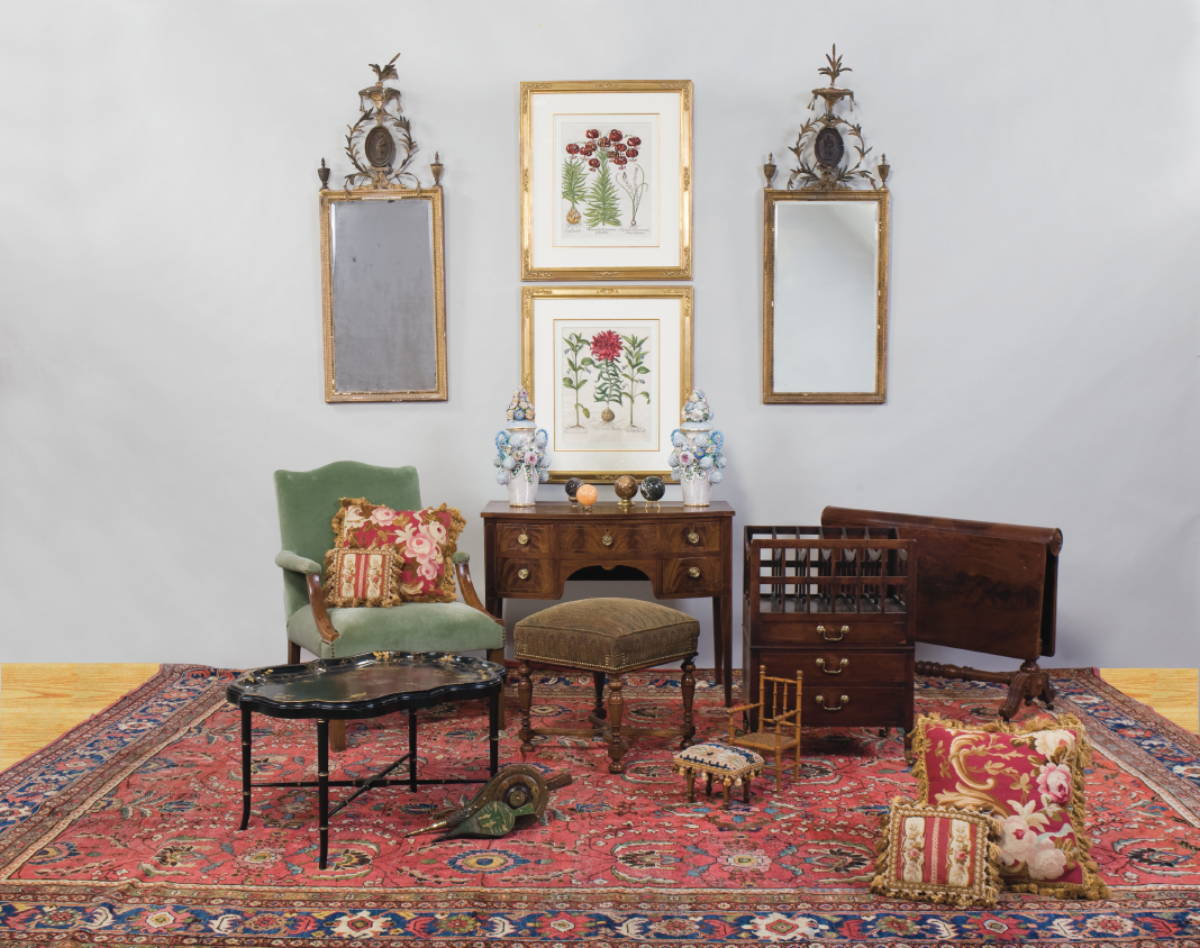 Appraisal: VICTORIAN OAK TAPESTRY-UPHOLSTERED FOOTSTOOL Together with a upholstered turned mahogany