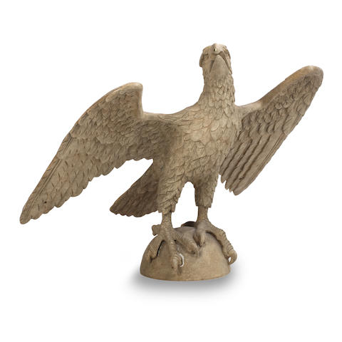 Appraisal: A cast brass eagle lectern Modelled perched on a half-hemisphere