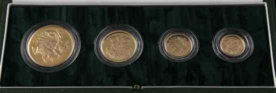 Appraisal: United Kingdom gold proof sovereign four coin collection with box