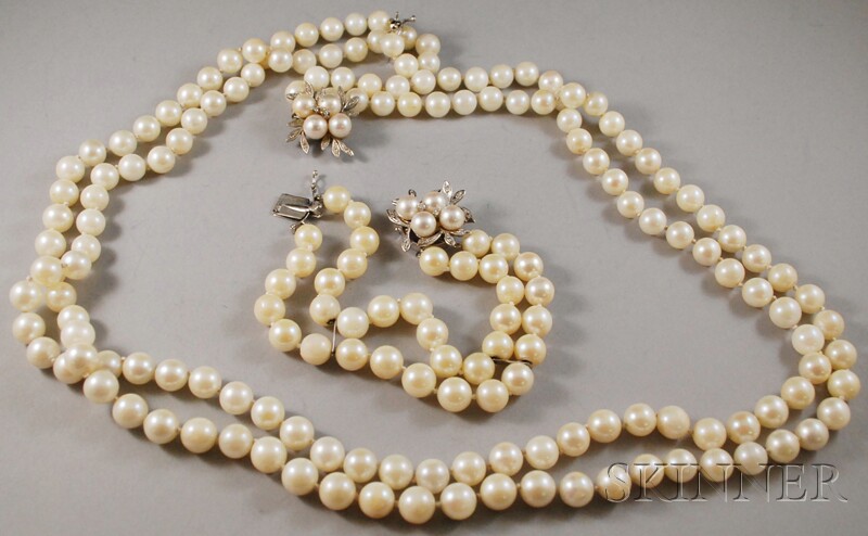 Appraisal: Cultured Pearl Necklace and Bracelet each comprised of two strands