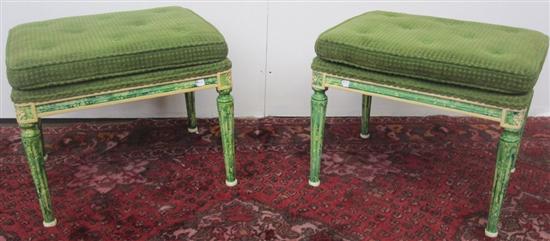 Appraisal: PAIR OF BENCHES Louis VXI style in a green faux