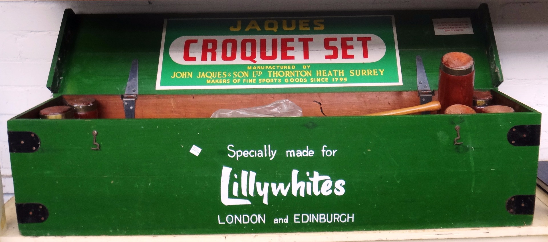 Appraisal: A Jaques croquet set from Lillywhites of London comprising six