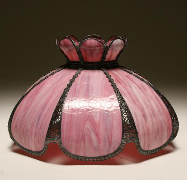 Appraisal: Early th century slag glass shade with rose colored panels