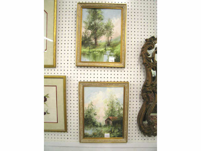 Appraisal: Pair of Oil Paintings by Parrott spring landscapes