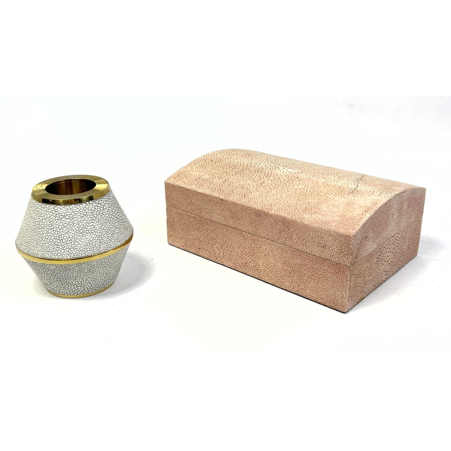 Appraisal: Shagreen Box and Shagreen and Brass Matchstick Holder Maitland Smith