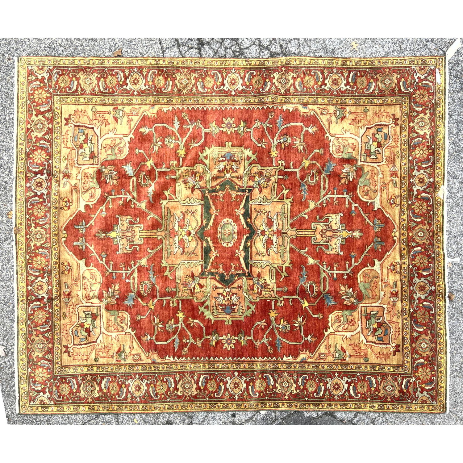 Appraisal: ' x ' Rust colored Handmade Oriental Carpet Rug Dimensions