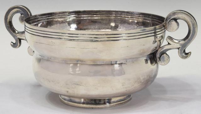 Appraisal: Sterling silver double-handled bowl Sanborns Mexico th c with scrolled