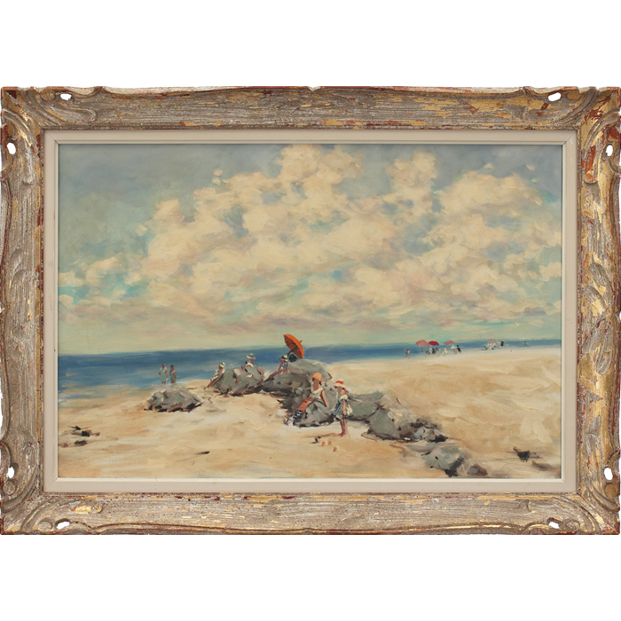 Appraisal: Artist Unknown American th century Beach Scene c oil on