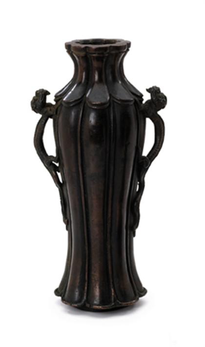 Appraisal: Chinese bronze foliate form vase ming period Of ribbed foliate