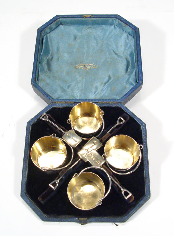 Appraisal: Victorian novelty silver set of four salts modelled as buckets