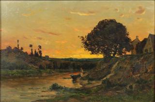 Appraisal: Painting Charles Daubigny Charles Daubigny French - Lavandieres Au Bord