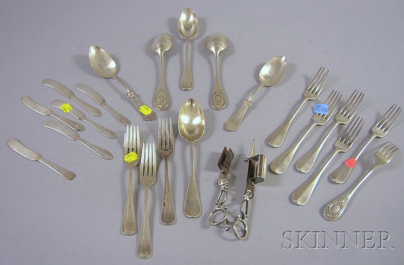 Appraisal: Approximately Twenty-one Pieces of Silver and Silver Plated Flatware a