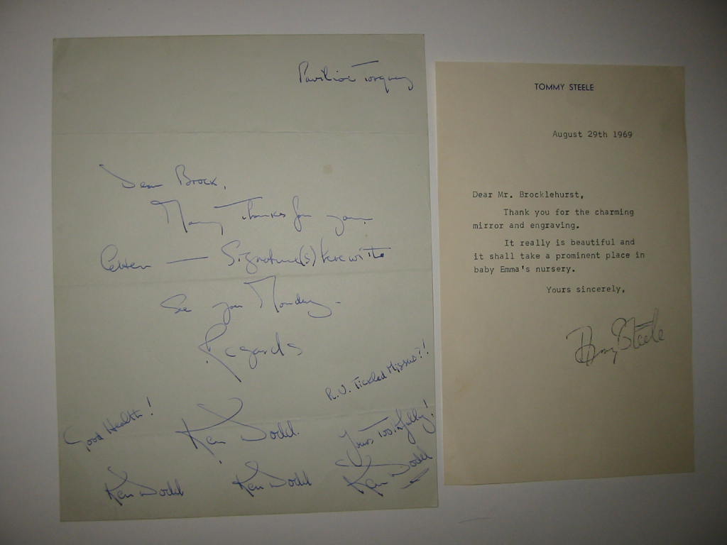 Appraisal: Hughie Green signed typed letter and signed photograph Tommy Steele