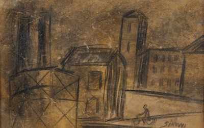 Appraisal: Mario Sironi Italian - Factory Charcoal on paper signed in