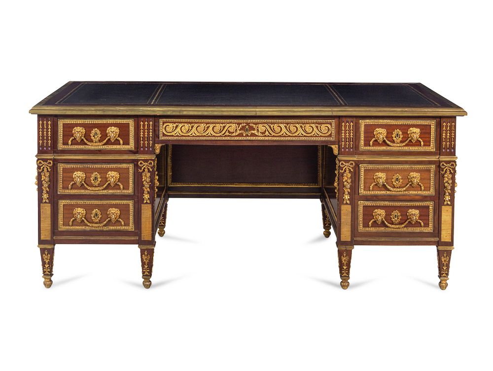 Appraisal: A Louis XV Style Gilt Bronze Mounted Mahogany Desk A