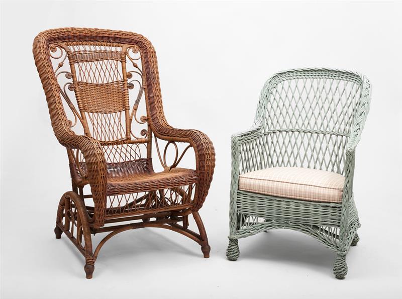 Appraisal: Wakefield Type Wicker Rocking Chair Together with a pale blue