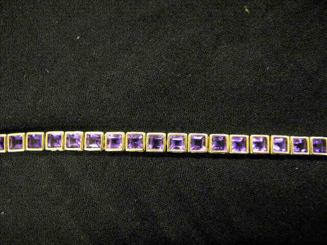 Appraisal: Amethyst Bracelet rich square gems totaling carats in k yellow