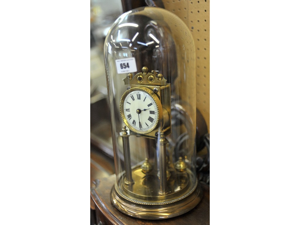 Appraisal: Brass mantel clock in glass dome