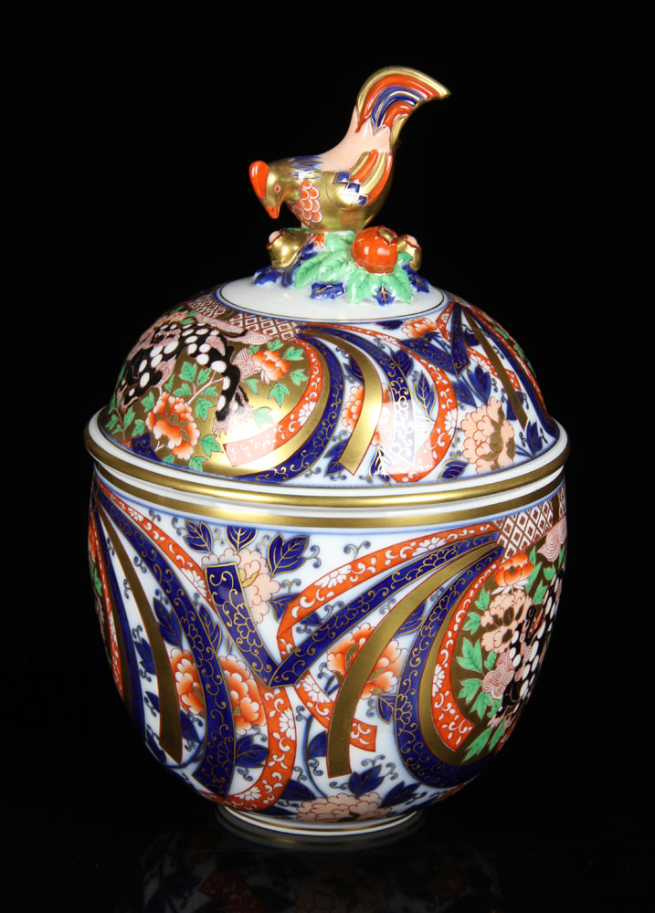 Appraisal: - Herend Covered Jar Herend covered jar Imari pattern with