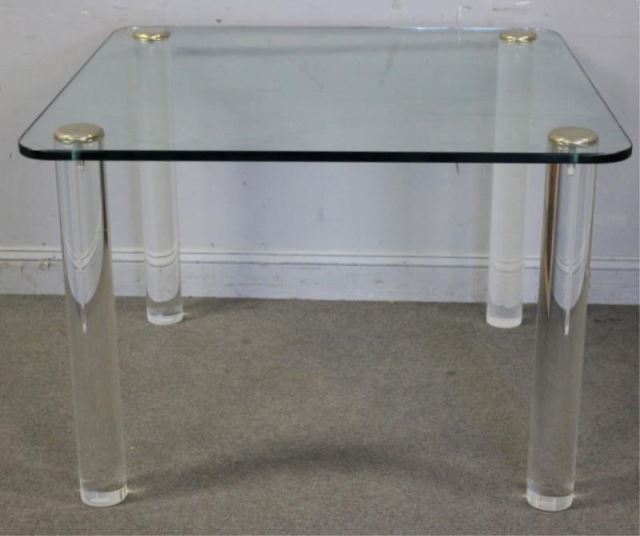 Appraisal: Unusual Lucite and Plate Glass Game Table Good size From