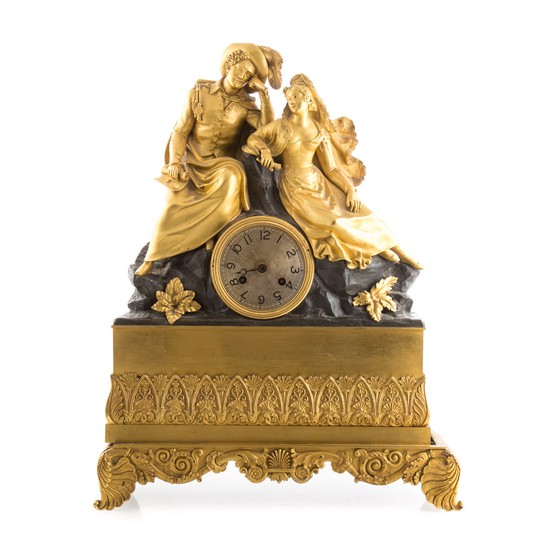 Appraisal: French Empire ormolu figural clock second quarter- th century modeled