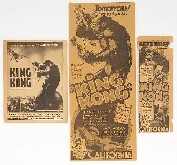 Appraisal: A group of vintage newspaper advertisements from King Kong RKO