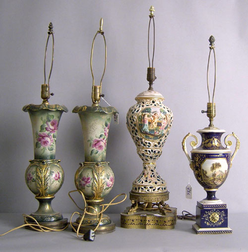 Appraisal: Four porcelain table lamps