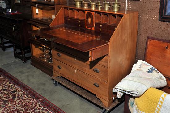 Appraisal: SLANT LID DESK Mahogany with pine secondary Typical form with