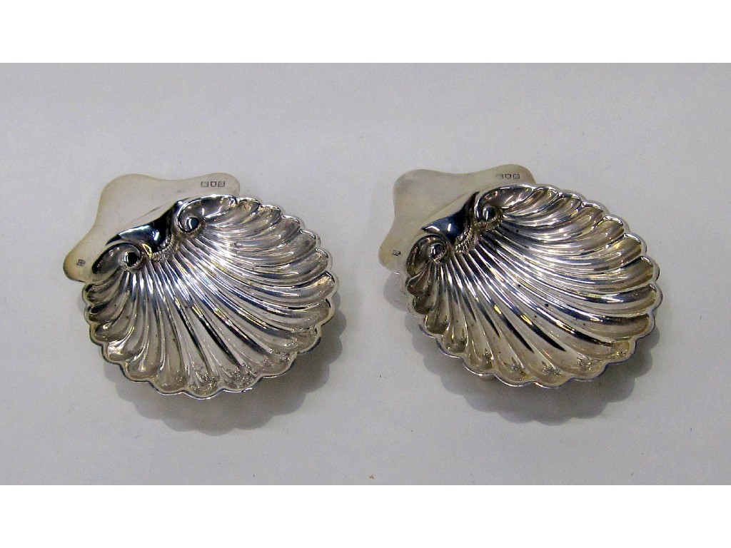 Appraisal: Pair of silver shell shaped bon bon dishes London