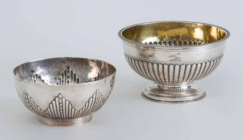 Appraisal: TWO GEORGE III SILVER BOWLS The smaller marked I K