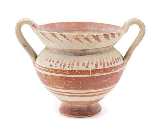 Appraisal: A Greek Pottery Vessel Height x diameter inches A Greek