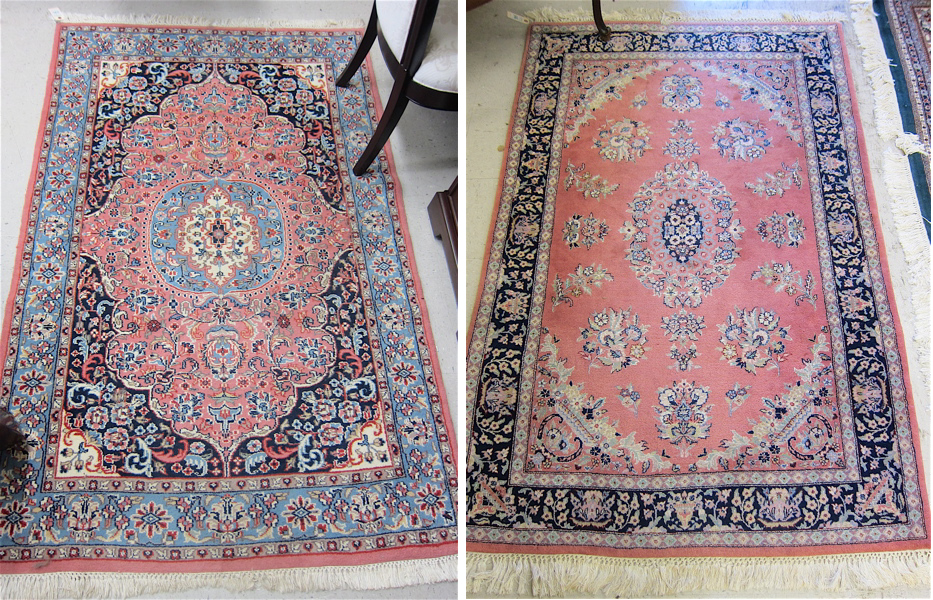 Appraisal: TWO HAND KNOTTED ORIENTAL ROSE GROUND AREA RUGS ' x