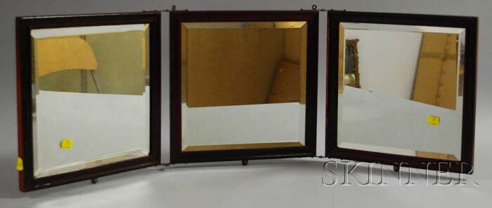 Appraisal: Art Nouveau Wood Molded Ivorine and Beveled Glass Three-part Folding