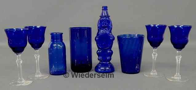 Appraisal: Eight pieces of cobalt blue glassware- four wine glasses h