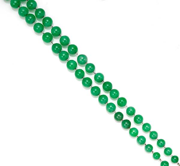 Appraisal: A jadeite jade diamond and enamel bracelet featuring a double