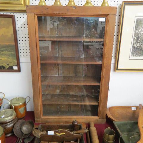 Appraisal: Antique Wall Cabinet glass front shelves inside overall x deep