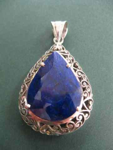 Appraisal: Sapphire Pendant carat pear shaped African gem in fancy openwork