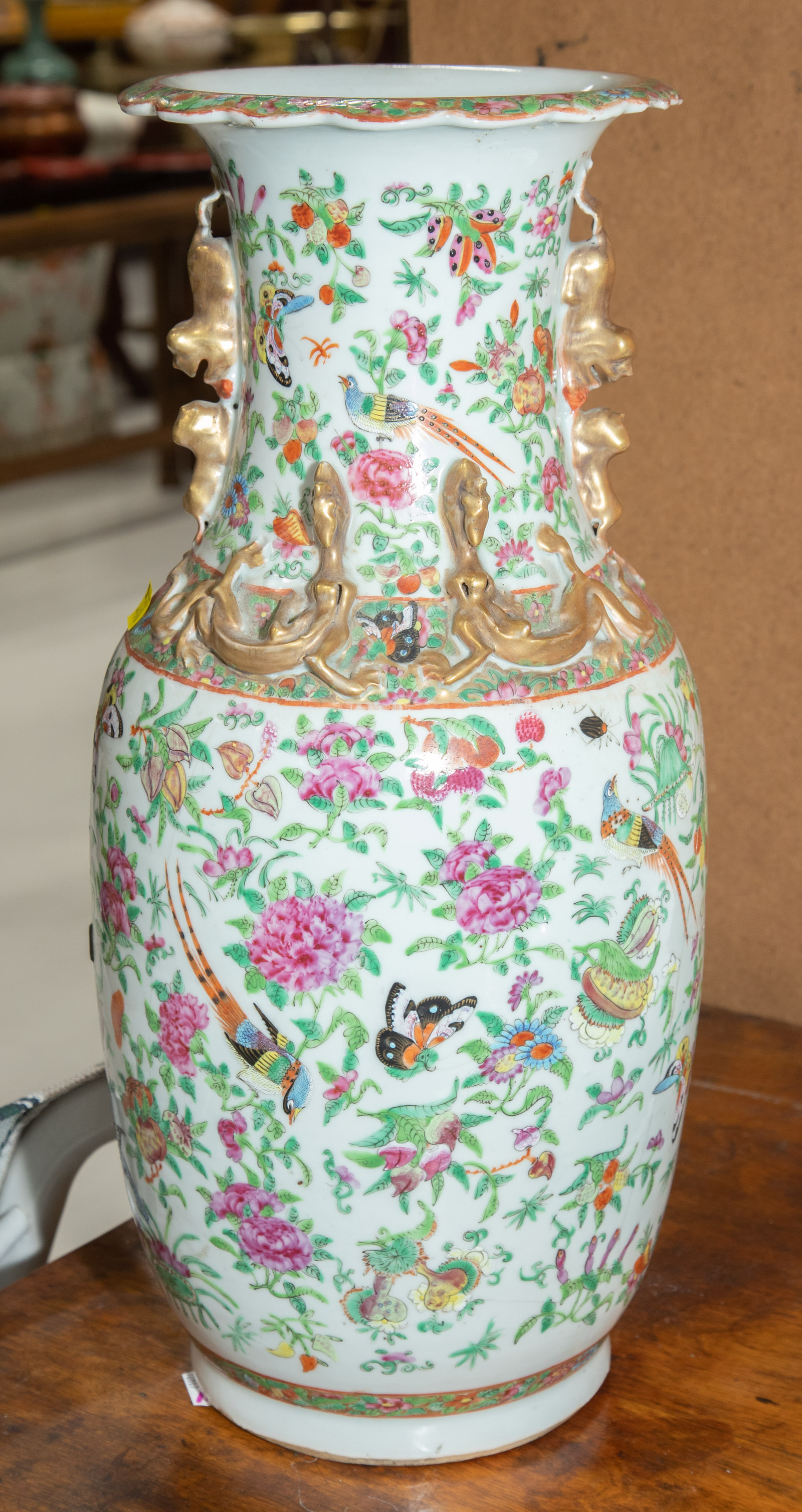 Appraisal: LARGE CHINESE EXPORT FAMILLE ROSE VASE Doaguang Era circa Sacred