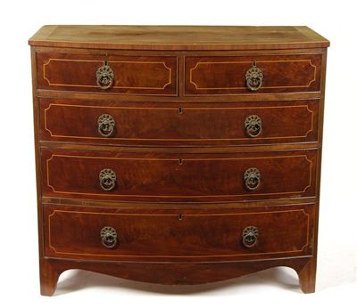 Appraisal: An early th century mahogany bowfront chest inlaid stringing fitted