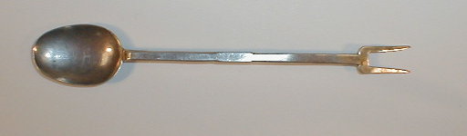 Appraisal: A th thC silver double ended spoon and two prong