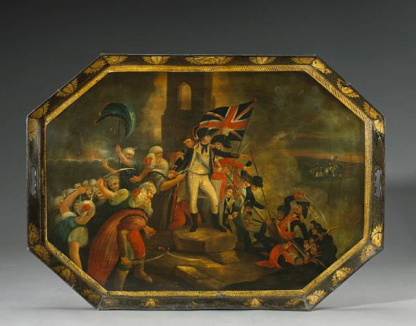 Appraisal: An English t le tray Battle of the Nile early