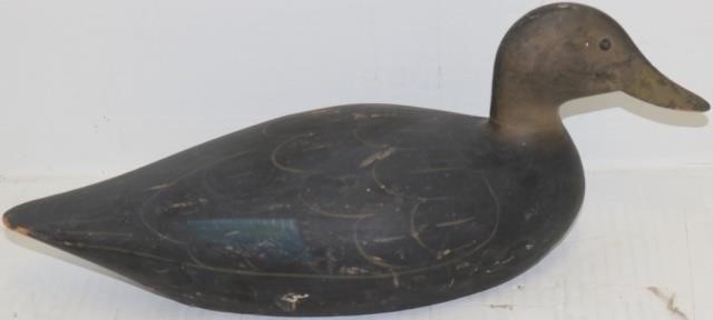 Appraisal: CARVED WOODEN DECOY MASON BLACK DUCK ORIGINALPAINTED FINISH TACK EYES