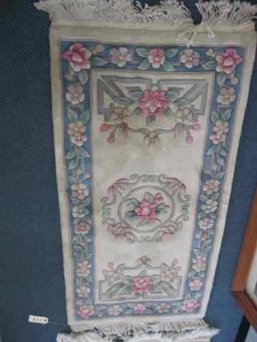 Appraisal: Chinese Handmade Sculpted Wool Rug florals on ivory ' ''