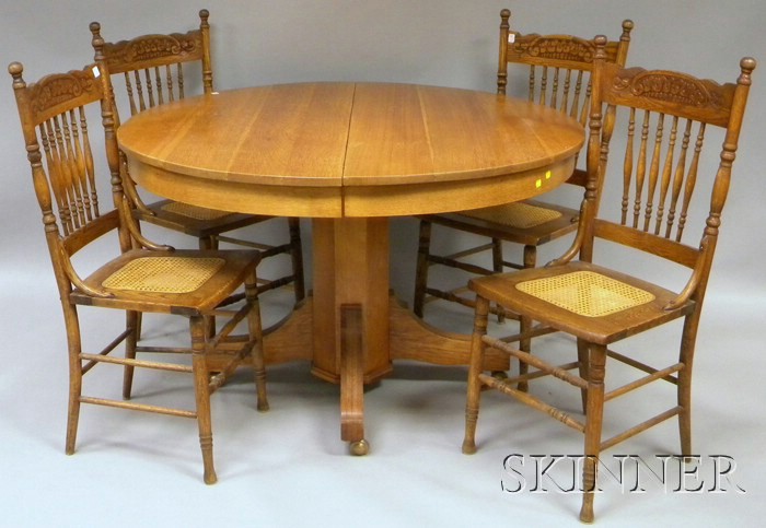 Appraisal: Late th Early th Century Circular Oak Pedestal-base Dining Table