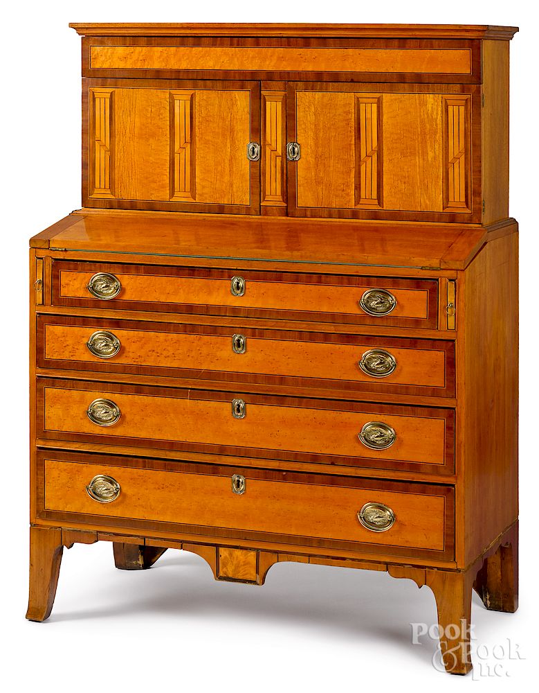 Appraisal: Federal birch mahogany and bird's-eye maple desk Exclusive on Bidsquare