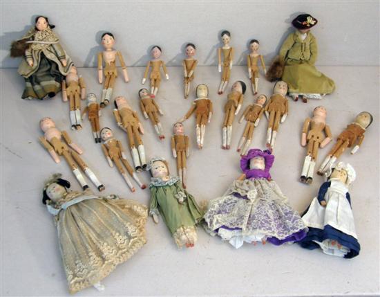 Appraisal: Twenty four various dolls with wooden heads six with clothes