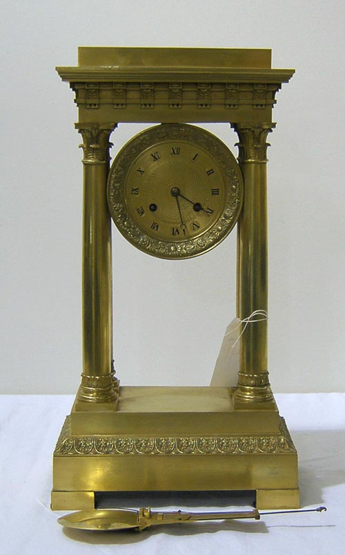 Appraisal: French gilt portico clock th c h