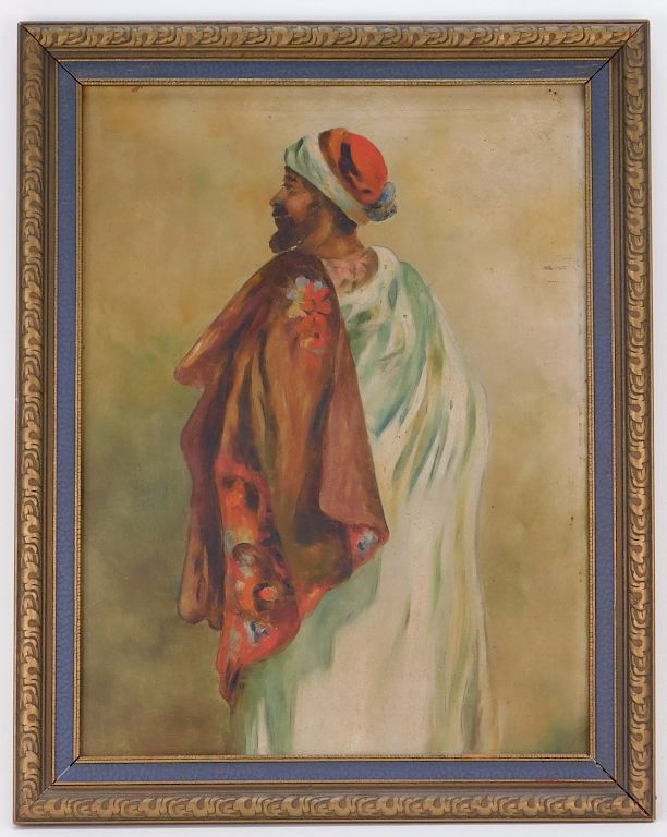 Appraisal: Orientalist Middle Eastern Man Portrait Painting Early th Century Realistic