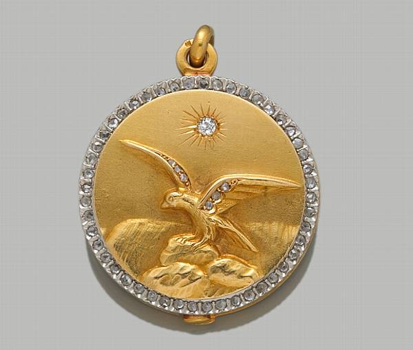 Appraisal: An art nouveau diamond and eighteen karat gold eagle motif